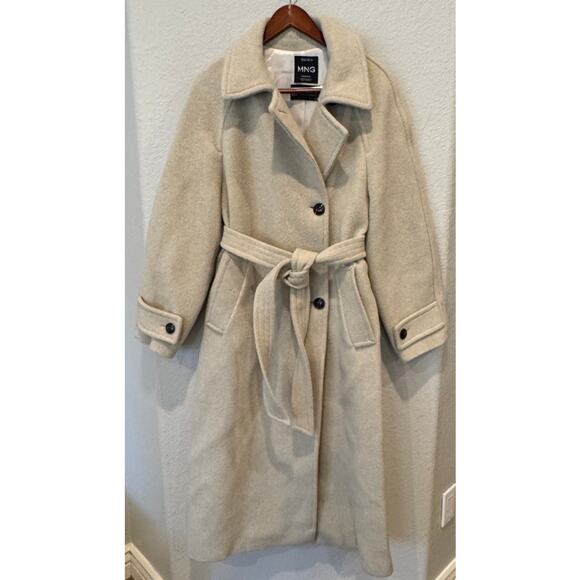 MANGO Manteco Wool Belted Oversize Wool Blend Coat Size Medium - Picture 15 of 15